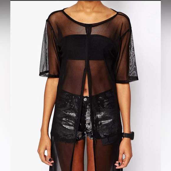 NWOT The Ragged Priest Slice Front Maxi Sheer T-Shirt Dress Black Size XS - Picture 3 of 11